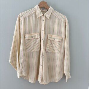 Liz Sport Pastel Striped Long Sleeve Button Down Shirt